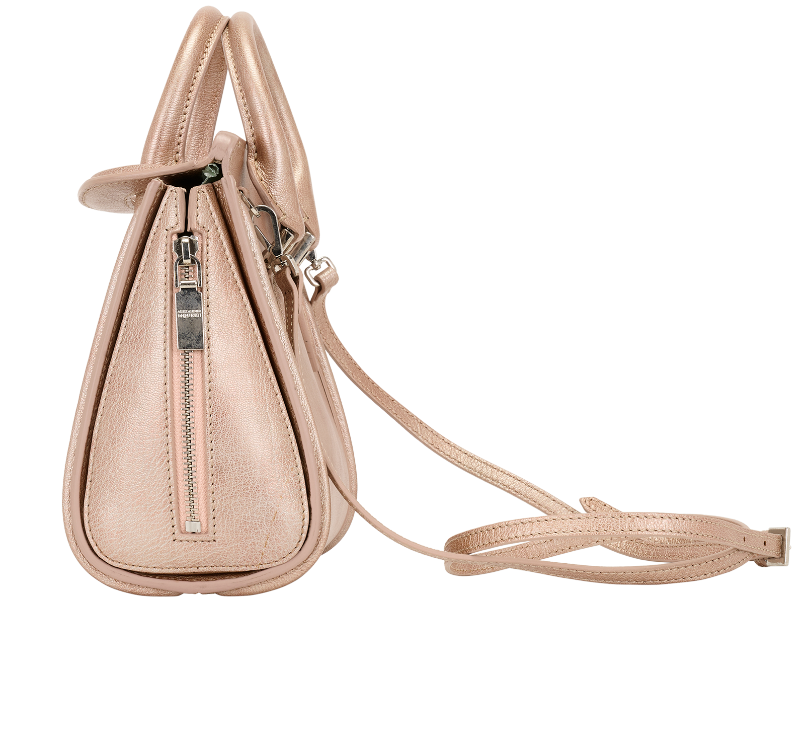 Mini Heroine, &pound;160, Handbags, Rose Gold, Leather, Bottom view